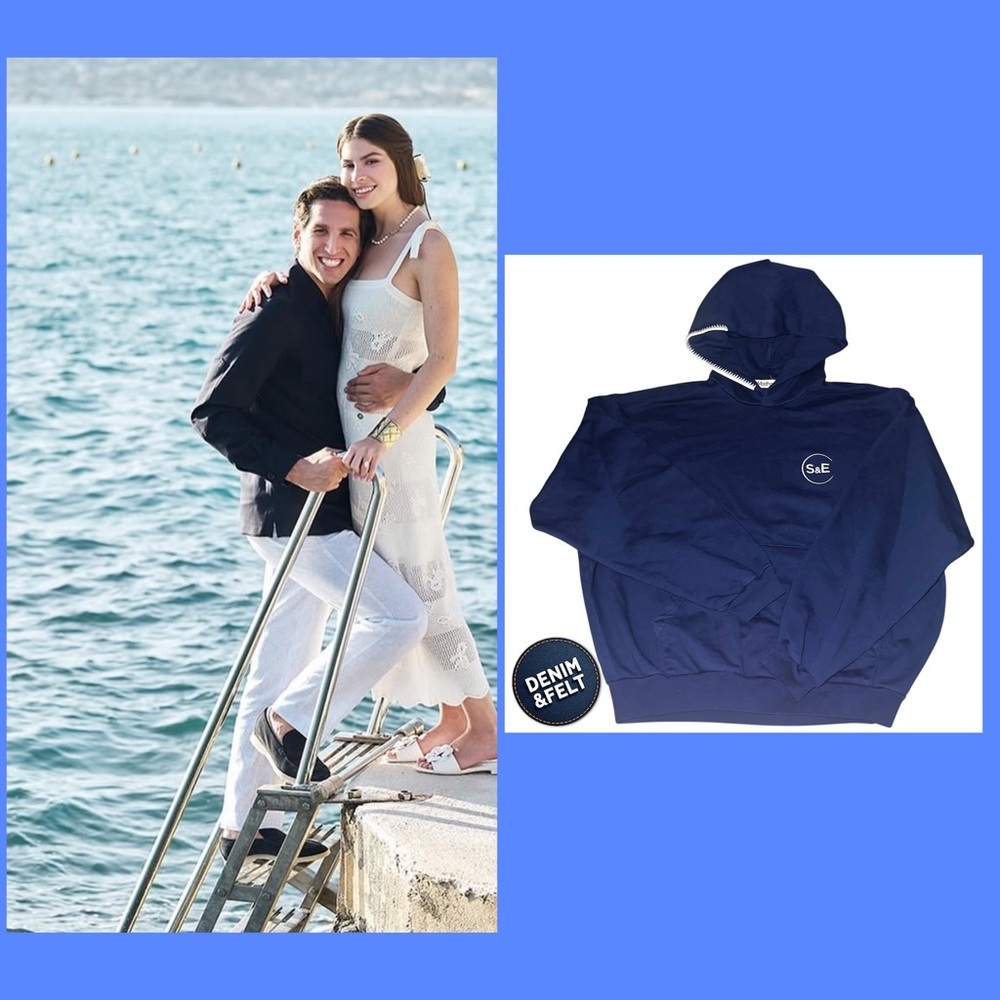 Madhappy Navy Blue‎ S&E Logo Cotton Fleece Hoodie Sweatshirt Unisex Medium